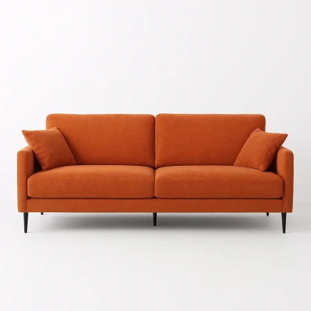 Sofá terracota tapizado en tejido con estructura de eucalipto 191x80x88cm - Ixia - 615563IX - foto-blanco