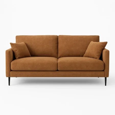 Sofá tapizado en tejido marrón con estructura de eucalipto 191x80x88cm - Ixia - 615564IX - foto-blanco