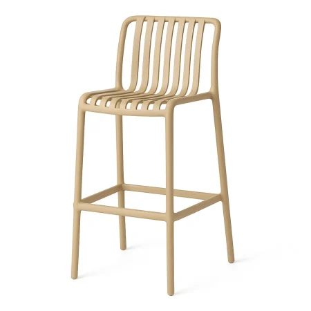 Taburete beige de polipropileno para exterior asiento 75cm respaldo 32cm reposapiés 28cm 51x50x102cm - Ixia - 615577IX - foto-blanco