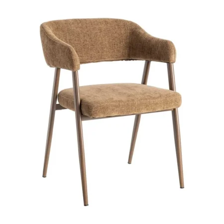 Silla marrón tapizada en tejido poliéster con estructura metálica estilo contract 56x60x81cm - Ixia - 615636IX - foto-blanco