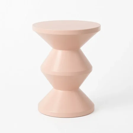 Mesa auxiliar metálica blanca con decoración 33x33x47cm - Ixia - 615661IX - foto-blanco