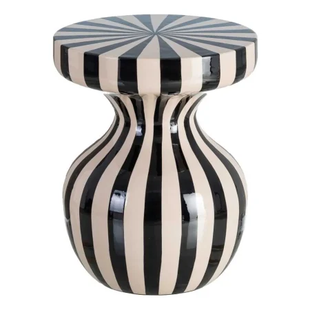 Mesa auxiliar metálica con diseño de rayas blanco y negro 38x38x47cm - Ixia - 615662IX - foto-blanco