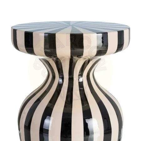 Mesa auxiliar metálica con diseño de rayas blanco y negro 38x38x47cm - Ixia - 615662IX - foto-secundaria-2
