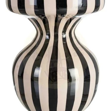 Mesa auxiliar metálica con diseño de rayas blanco y negro 38x38x47cm - Ixia - 615662IX - foto-secundaria-3
