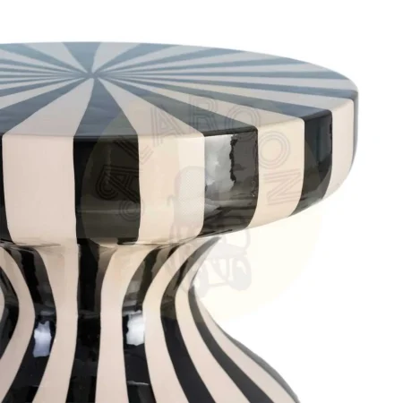 Mesa auxiliar metálica con diseño de rayas blanco y negro 38x38x47cm - Ixia - 615662IX - foto-secundaria-5