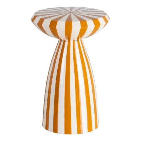 Mesa auxiliar metálica con diseño de rayas color mostaza 33x33x48cm - Ixia - 615664IX - foto-blanco