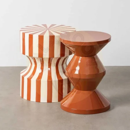 Mesa auxiliar terracota de metal para decoración 33x33x55cm - Ixia - 615665IX - foto-secundaria-1