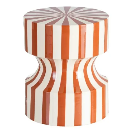 Mesa auxiliar de acero con diseño de rayas terracota 38x38x45.50cm - Ixia - 615666IX - foto-blanco