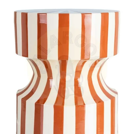 Mesa auxiliar de acero con diseño de rayas terracota 38x38x45.50cm - Ixia - 615666IX - foto-secundaria-3