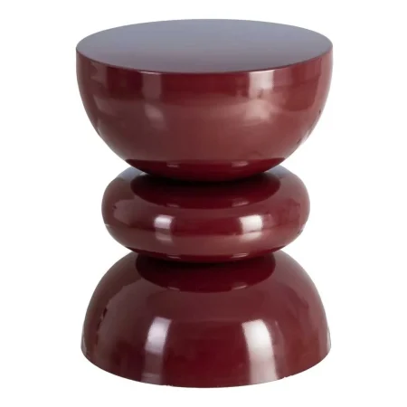 Mesa auxiliar burdeos en metal con decoración 38x38x47cm - Ixia - 615667IX - foto-blanco