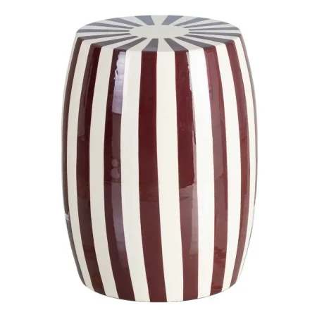 Mesa auxiliar de metal con diseño de rayas color burdeos 35x35x46cm - Ixia - 615668IX - foto-blanco