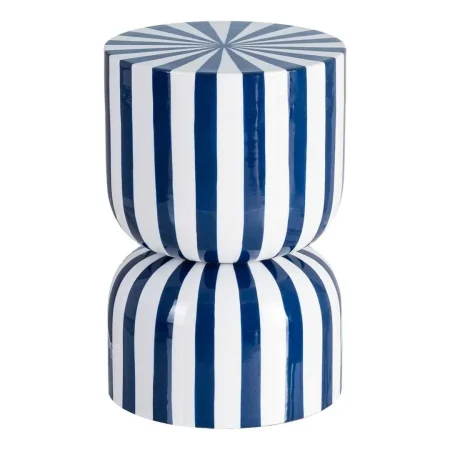Mesa auxiliar azul de metal con diseño de rayas 32x32x47cm - Ixia - 615670IX - foto-blanco
