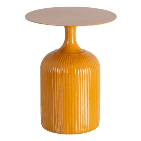 Mesa auxiliar metálica color mostaza para decoración 38x38x48cm - Ixia - 615671IX - foto-blanco