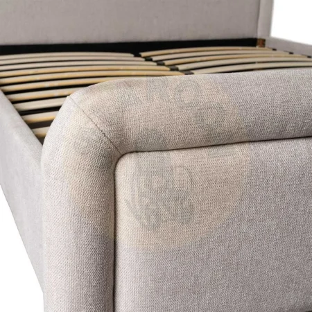 Cama tapizada beige para colchón con estructura de madera contrachapada y relleno de espuma 160x217x107cm - Ixia - 615676IX - foto-secundaria-1