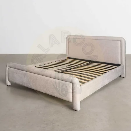 Cama tapizada beige para colchón con estructura de madera contrachapada y relleno de espuma 160x217x107cm - Ixia - 615676IX - foto-secundaria-5