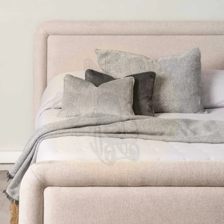 Cama tapizada beige para colchón con estructura de madera contrachapada y relleno de espuma 160x217x107cm - Ixia - 615676IX - foto-secundaria-6