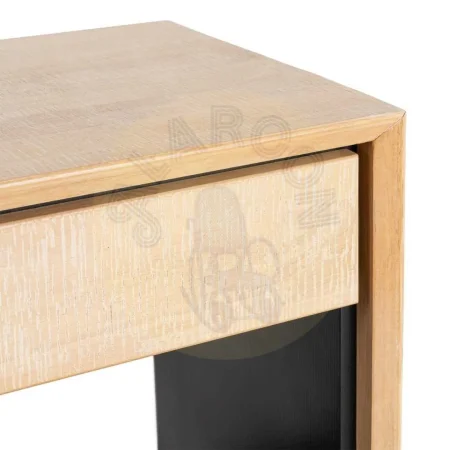 Mesita natural y negra en madera con patas de hierro y cajón 50x40x70.50cm - Ixia - 615681IX - foto-secundaria-3