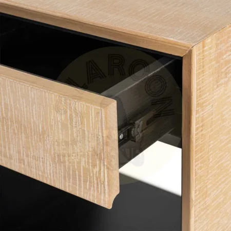 Mesita natural y negra en madera con patas de hierro y cajón 50x40x70.50cm - Ixia - 615681IX - foto-secundaria-4