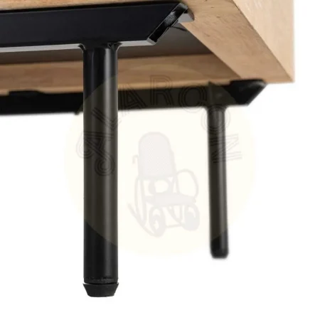 Mesita natural y negra en madera con patas de hierro y cajón 50x40x70.50cm - Ixia - 615681IX - foto-secundaria-7