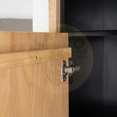 Armario natural y negro en madera y metal 89.50x40x204cm - Ixia - 615683IX - foto-secundaria-3