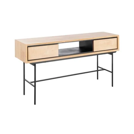 Escritorio natural y negro en madera y metal con cajones 150x40x74cm - Ixia - 615684IX - foto-blanco