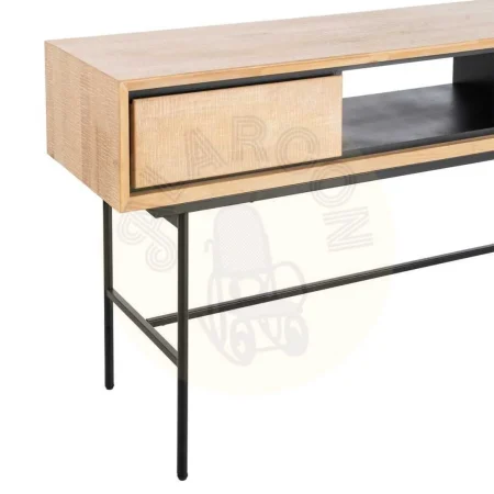 Escritorio natural y negro en madera y metal con cajones 150x40x74cm - Ixia - 615684IX - foto-secundaria-2