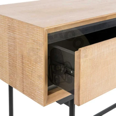 Escritorio natural y negro en madera y metal con cajones 150x40x74cm - Ixia - 615684IX - foto-secundaria-5