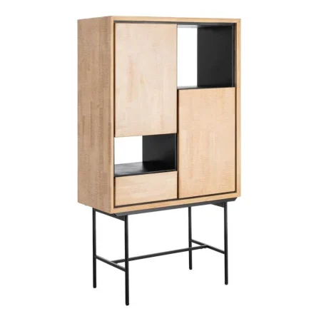 Armario natural y negro en madera y metal 84.50x40x153cm - Ixia - 615685IX - foto-blanco