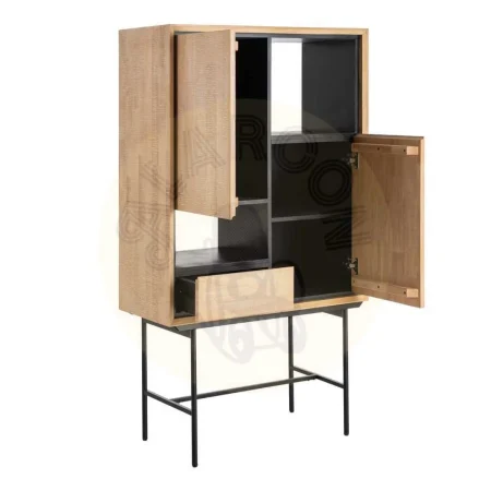 Armario natural y negro en madera y metal 84.50x40x153cm - Ixia - 615685IX - foto-secundaria-1