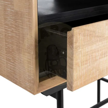 Armario natural y negro en madera y metal 84.50x40x153cm - Ixia - 615685IX - foto-secundaria-4