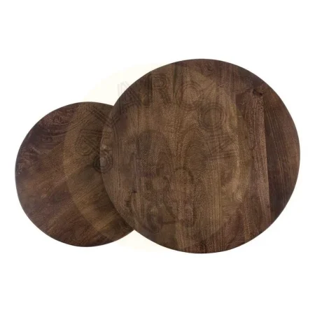 Set de 2 mesas de centro de hierro color beige y marrón 80x80x45cm - Ixia - 615793IX - foto-secundaria-7