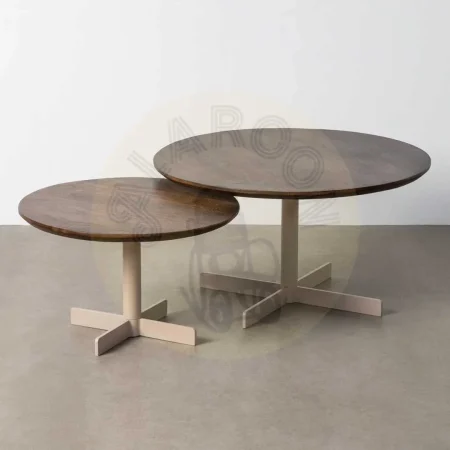 Set de 2 mesas de centro de hierro color beige y marrón 80x80x45cm - Ixia - 615793IX - foto-secundaria-8