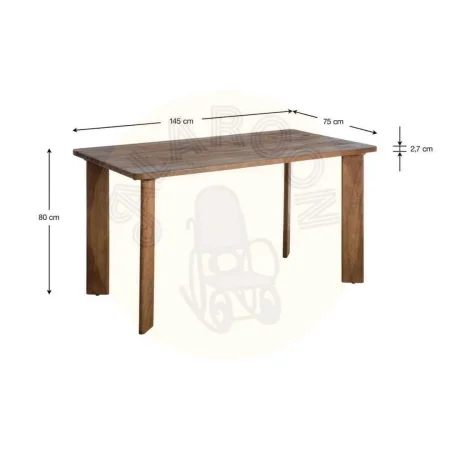 Mesa de madera de mango marrón 145x80x75cm - Ixia - 615807IX - foto-secundaria-9