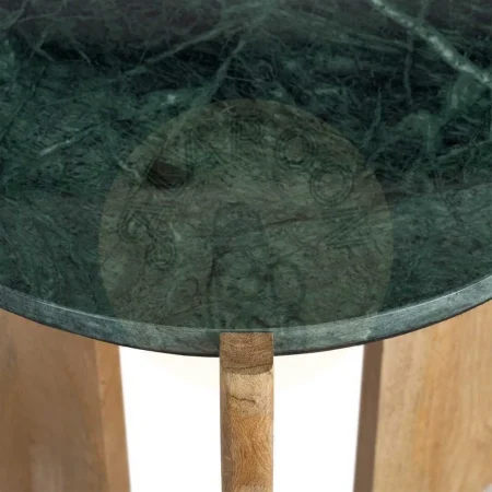 Mesa auxiliar en madera de mango con sobre de mármol color natural y verde 46x46x50cm - Ixia - 615814IX - foto-secundaria-2