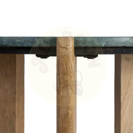 Mesa auxiliar en madera de mango con sobre de mármol color natural y verde 46x46x50cm - Ixia - 615814IX - foto-secundaria-5