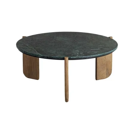 Mesa de centro natural y verde en madera de mango con sobre de mármol 80x80x35cm - Ixia - 615815IX - foto-blanco