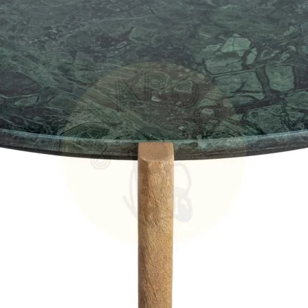 Mesa de centro natural y verde en madera de mango con sobre de mármol 80x80x35cm - Ixia - 615815IX - foto-secundaria-2