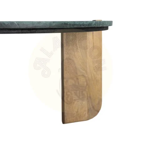 Mesa de centro natural y verde en madera de mango con sobre de mármol 80x80x35cm - Ixia - 615815IX - foto-secundaria-5