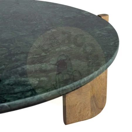 Mesa de centro natural y verde en madera de mango con sobre de mármol 80x80x35cm - Ixia - 615815IX - foto-secundaria-6
