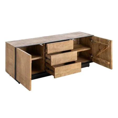 Mueble TV Ohio madera de mango natural y hierro con puertas y cajones - Ixia 150x44x55cm - Ixia - 615820IX - foto-blanco