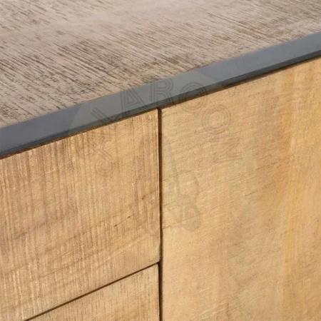 Mueble TV Ohio madera de mango natural y hierro con puertas y cajones - Ixia 150x44x55cm - Ixia - 615820IX - foto-secundaria-4