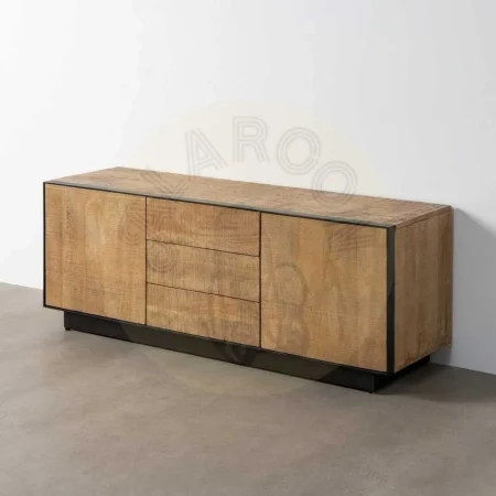 Mueble TV Ohio madera de mango natural y hierro con puertas y cajones - Ixia 150x44x55cm - Ixia - 615820IX - foto-secundaria-8