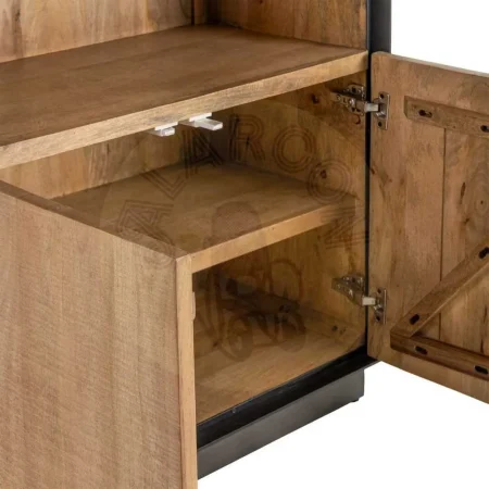 Alacena natural en madera de mango con detalles en hierro y estantes 90x44x180cm - Ixia - 615823IX - foto-secundaria-4