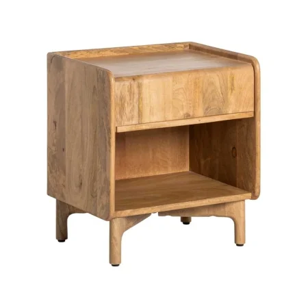 Mesita auxiliar natural en madera de mango con cajón 45x35x50cm - Ixia - 615868IX - foto-blanco