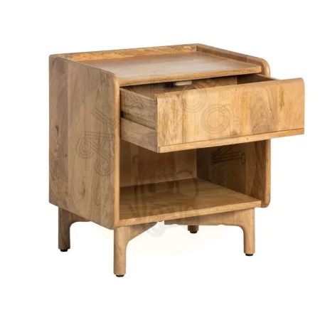Mesita auxiliar natural en madera de mango con cajón 45x35x50cm - Ixia - 615868IX - foto-secundaria-1