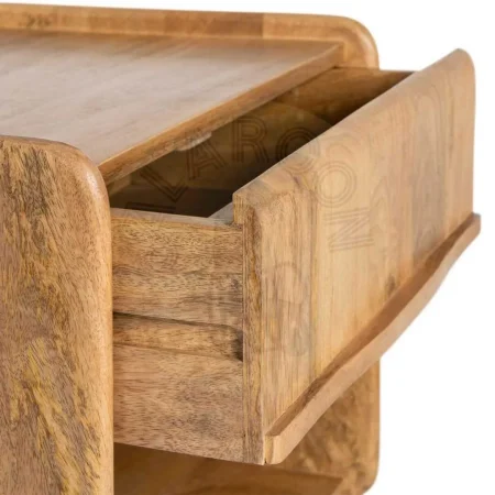 Mesita auxiliar natural en madera de mango con cajón 45x35x50cm - Ixia - 615868IX - foto-secundaria-3