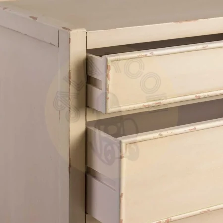 Mesita en madera de abeto y DM color blanco rozado 3 cajones 65x40x65cm - Ixia - 615912IX - foto-secundaria-1