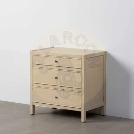 Mesita en madera de abeto y DM color blanco rozado 3 cajones 65x40x65cm - Ixia - 615912IX - foto-secundaria-4