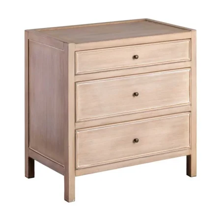 Mesita en madera de abeto y DM marrón claro con 3 cajones 65x40x65cm - Ixia - 615913IX - foto-blanco