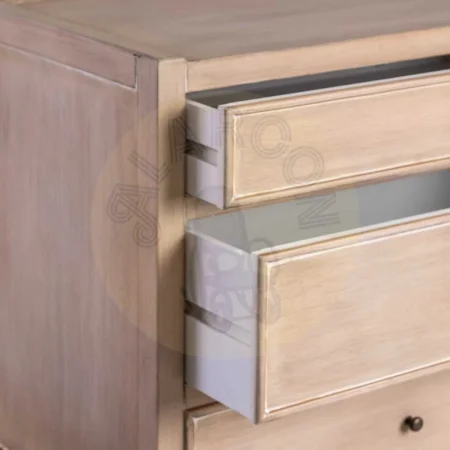 Mesita en madera de abeto y DM marrón claro con 3 cajones 65x40x65cm - Ixia - 615913IX - foto-secundaria-1